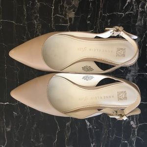 Neutral, Cream Slingback Kitten Heels